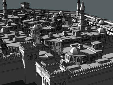 草图大师（SU）中世纪阿拉伯建筑城镇规划模型下载