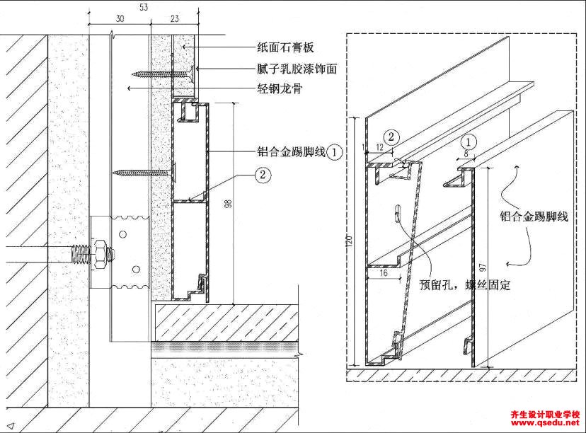 室内设计常见金属收口做法节点大样和施工工艺