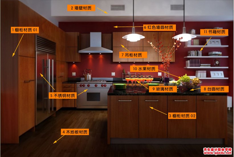 3Dmax+vray+ps室内餐厅厨房效果图制作方法