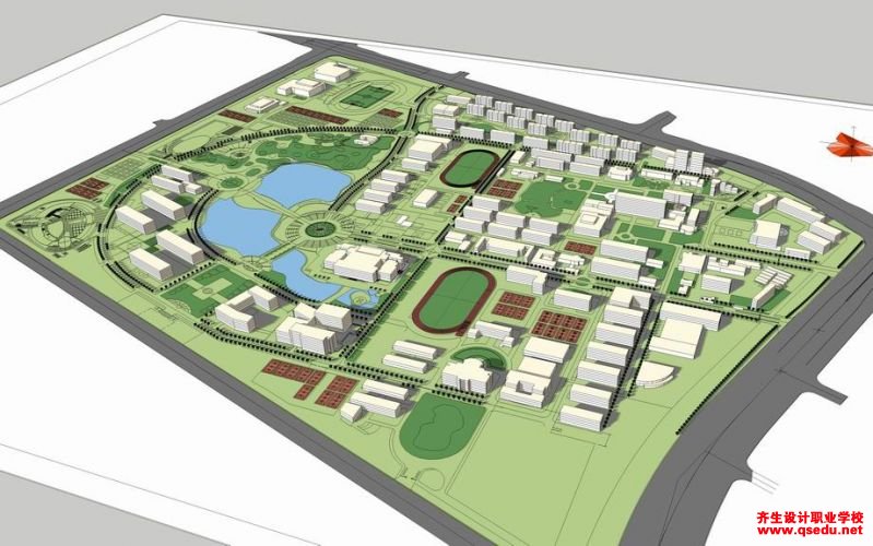 草图大师（SU）大学校园规划建筑模型下载