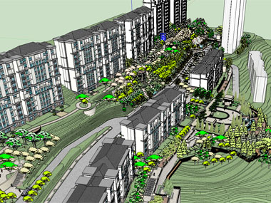 草图大师（SU）住宅小区景观方案模型下载