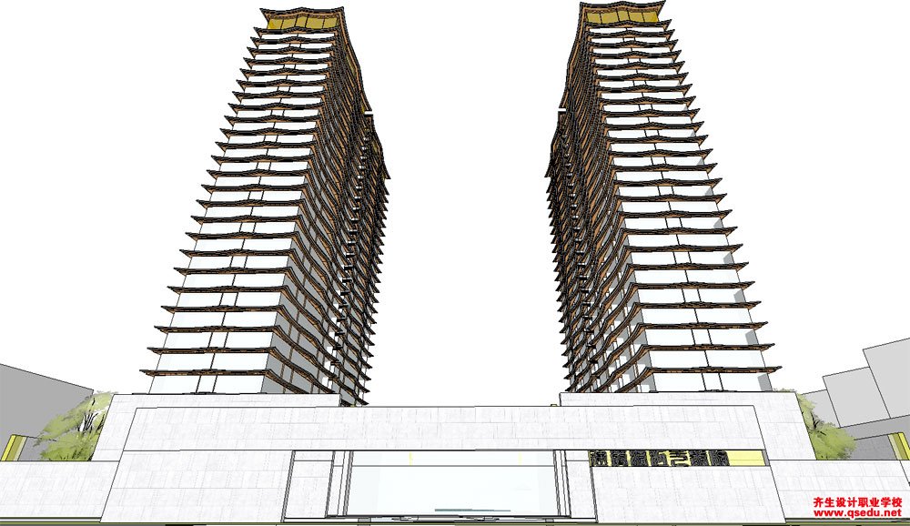 草图大师（SU）公寓楼建筑设计模型下载