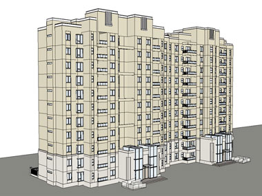 草图大师（SU）中高层住宅建筑模型下载