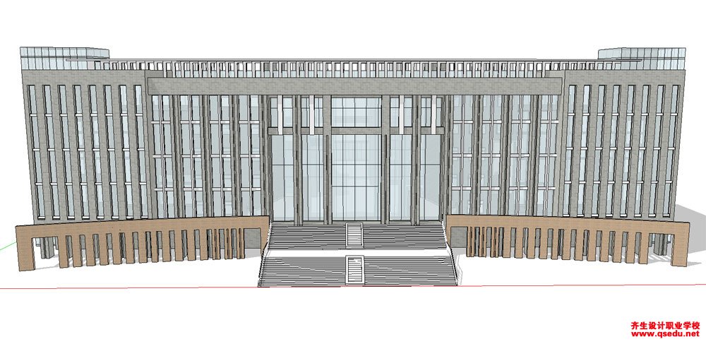 草图大师办公楼模型2：现代风格政府办公楼