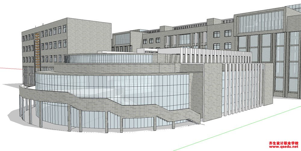 草图大师办公楼模型2：现代风格政府办公楼