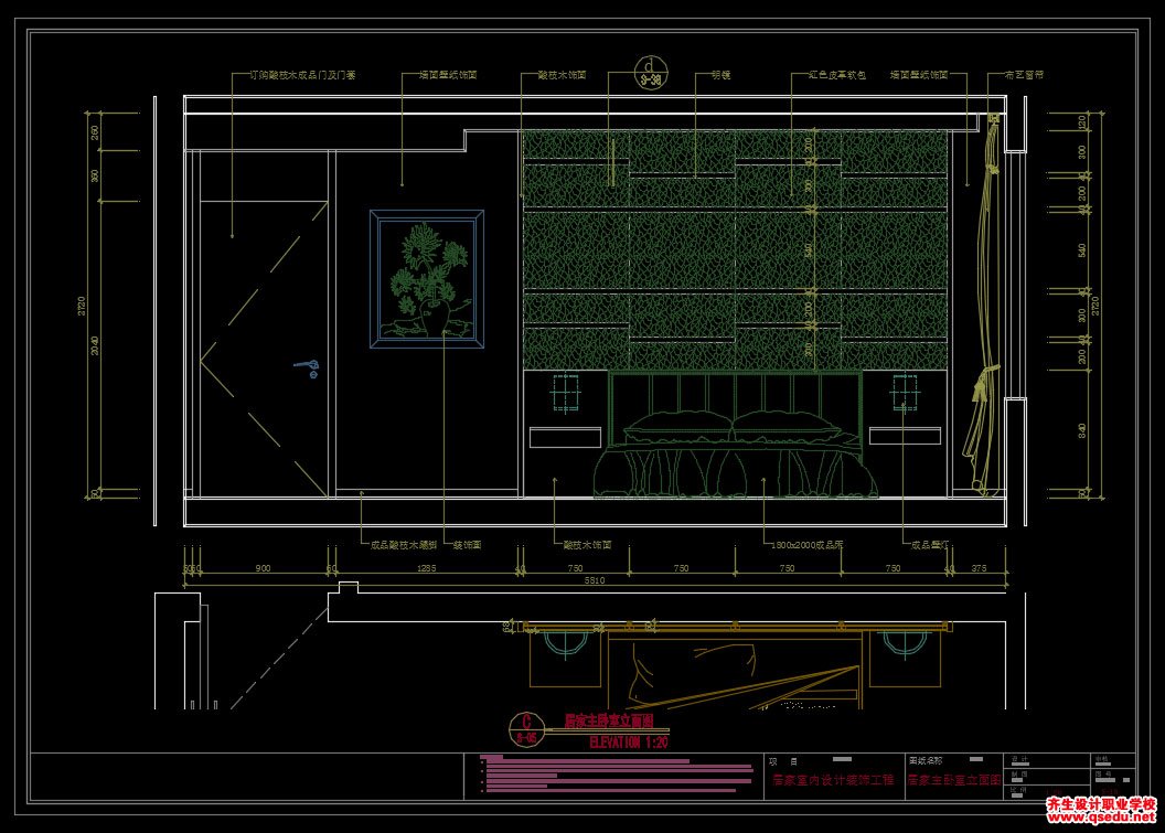 家装CAD图纸[41],混搭风格3室2厅CAD施工图全套附效果图