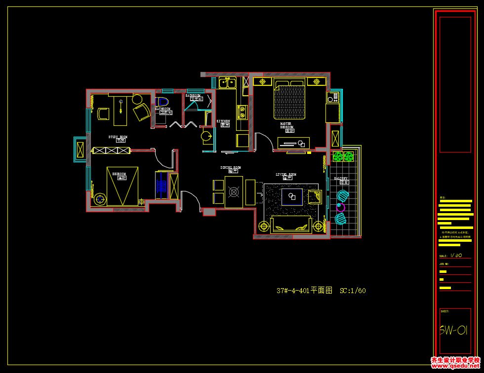 家装CAD图纸[43],简欧风格3房CAD施工图全套附效果图