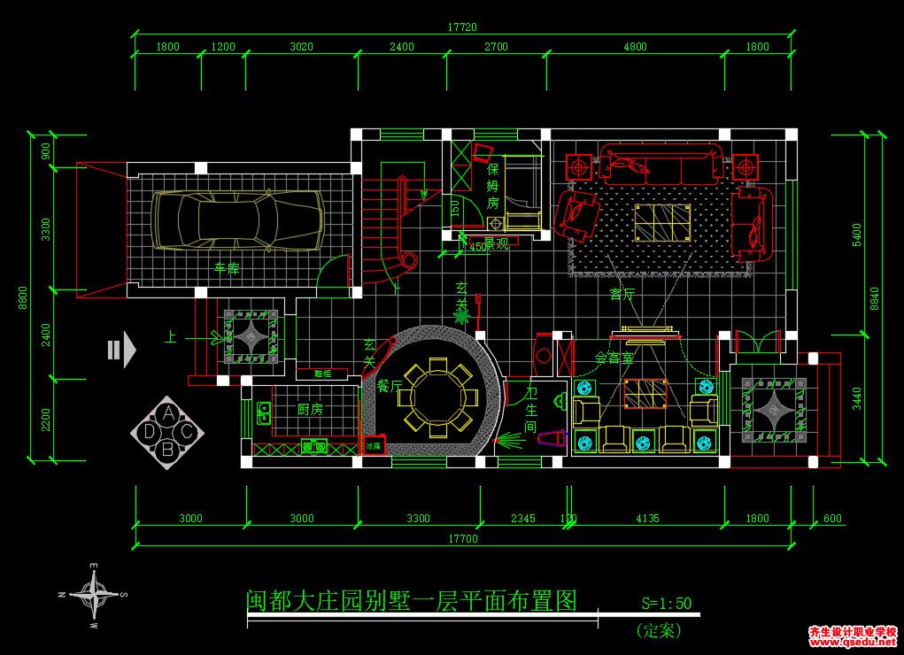 家装CAD图纸[55],现代风格别墅CAD施工图全套附效果图