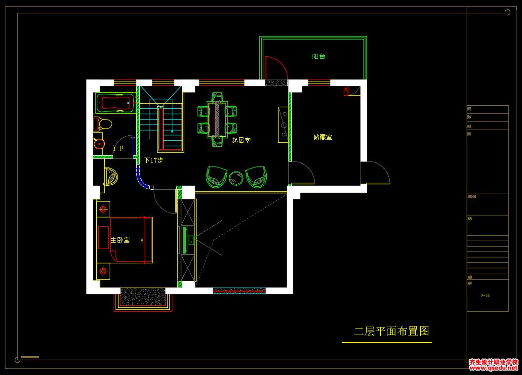 家装CAD图纸[132],现代风格复式CAD施工图全套 东湖京华