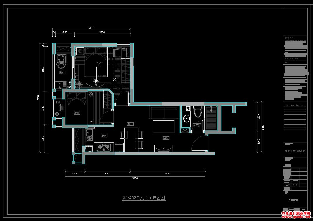 家装CAD图纸[154],现代风格样板房2室CAD施工图全套